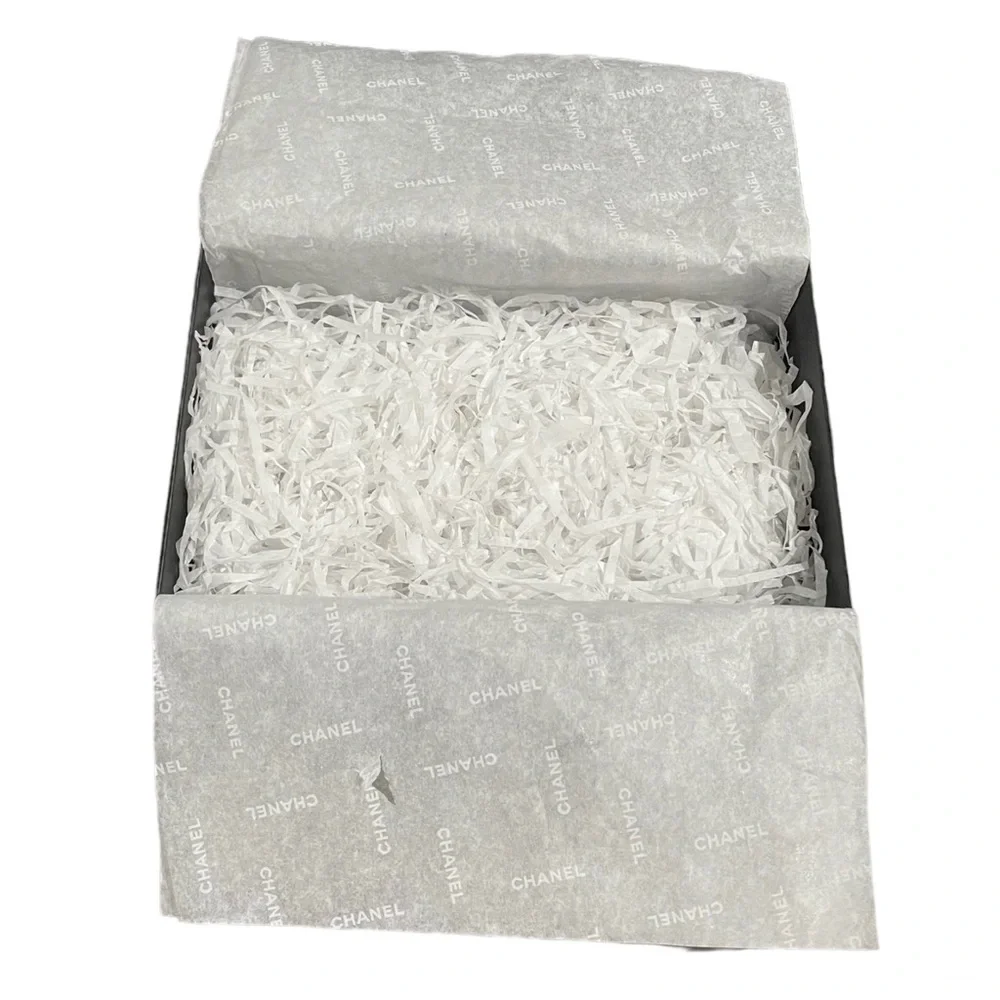 CHANEL White Black Box with Stuffing & Wrapping Paper